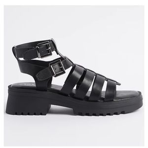 Torrid Chunky Gladiator Sandals NIB 6.5WW (fits like 7.5WW) Black Faux Leather